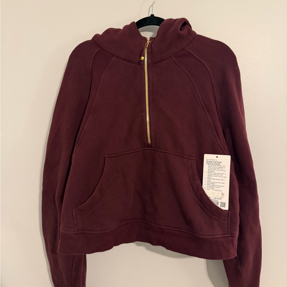 lululemon scuba oversized half zip hoodie XL/XXL in Garnet with Gold Zipper